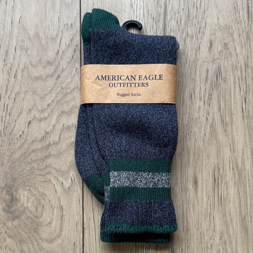 American Eagle Outfitters Men’s Charcoal Gray & Forest Green Rugged Socks 10-13